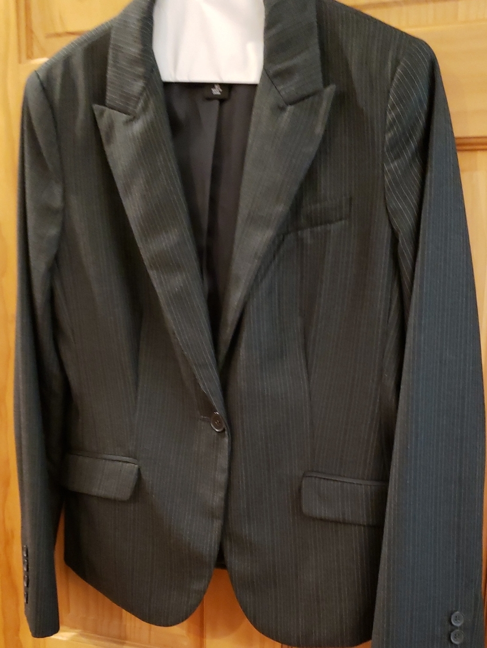 Classic Women's Black Pinstripe Blazer